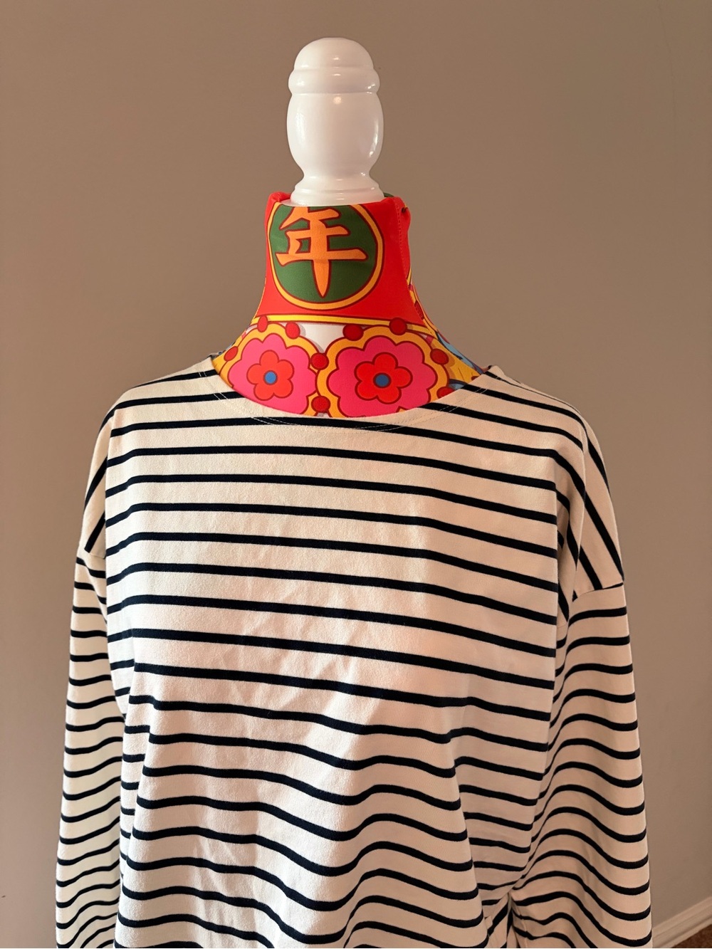 Classic Black & White Stripe Boatneck Top